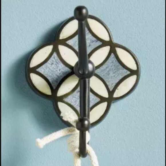 NIB Anthropologie Aleah inlay bathroom toilet paper holder towel hook bronze - Picture 4 of 5